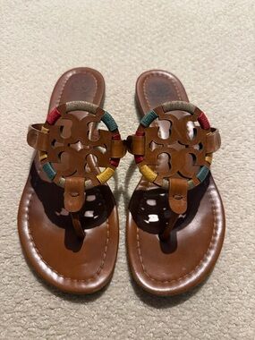 Tory Burch Embroidered Miller Sandals - size 9.5